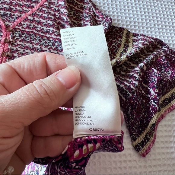 ANTHROPOLOGIE Maeve Lilyana Tiered 100% Silk Blouse SIZE LARGE BOHO flounce - Picture 7 of 13